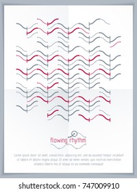 Abstract wavy lines rhythm pattern for use in graphic and web design. Vector technology flyer template.