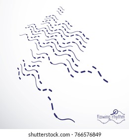 Abstract wavy lines rhythm pattern. Vector technical background, artistic graphic illustration.