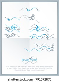 Abstract wavy lines rhythm pattern for use in graphic and web design. Vector technology flyer template.