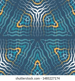 Abstract wavy lines seamless pattern. Periodic oscillation of geometric shapes. Pattern for packaging and textiles.