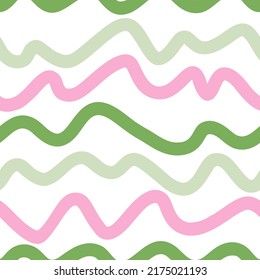 Abstract wavy lines seamless pattern. Funny waves endless wallpaper. Creative stripes background. Simple design for fabric, textile print, wrapping, cover. Vector illustration.