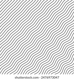 Abstract wavy lines. Seamless pattern design. Black and white. Vector illustration.