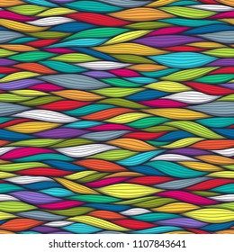 Abstract wavy lines seamless patterns set. Floral organic like vector illustration. Bright colorful seamlessly tiling background collection.