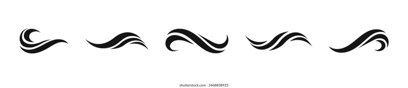 Abstract wavy lines set. Wave swirl vector icons. Waves icon collection.