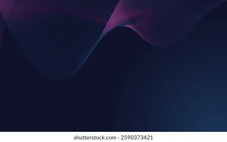 Abstract wavy lines sleek digital artwork with smooth, curving lines forming an elegant. technology background with flowing dynamic waves. Vector illustration.