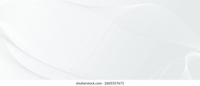 Abstract Wavy Lines with Soft Gray Colors Isolated on White Background. Subtle playful fluid organic shapes of waves. Business concept template perfect for banners, web, landing pages, posters