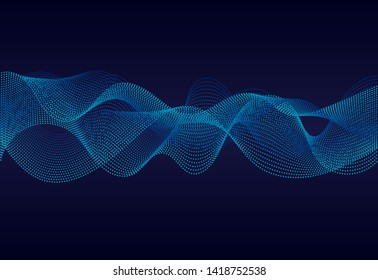 Abstract  wavy lines  surface on dark blue background. Soundwave of lines. Modern digital frequency  equalizer on abstract background. vector eps10