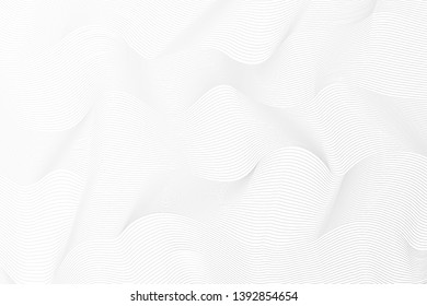 Abstract wavy lines template. Thin ripple waves on a white background. Vector illustration