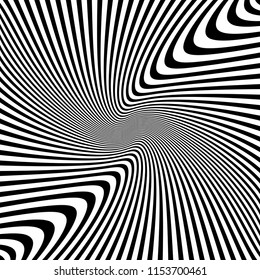 Abstract wavy lines texture. Illusion of torsion movement. Vector art.
