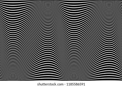 Textura de líneas onduladas abstractas. Fondo blanco y negro a rayas. Arte vectorial.