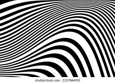 Abstract wavy lines texture with twisting movement effect. Vector art.