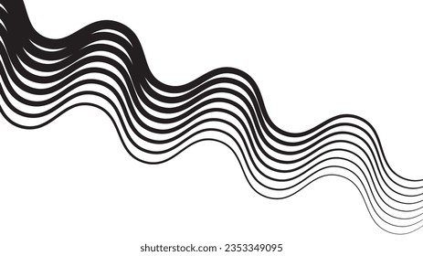 abstract wavy lines thick thin vector illustration eps 