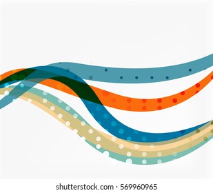 Resumen de líneas onduladas con puntos transparentes. Fondo de plantilla de vector para diseño de flujo de trabajo, diagrama, opciones de número o diseño web