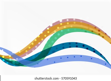 Abstract wavy lines with transparent dots. Vector template background for workflow layout, diagram, number options or web design