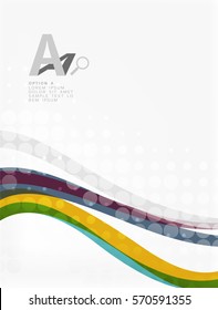 Resumen de líneas onduladas con puntos transparentes. Fondo de plantilla de vector para diseño de flujo de trabajo, diagrama, opciones de número o diseño web