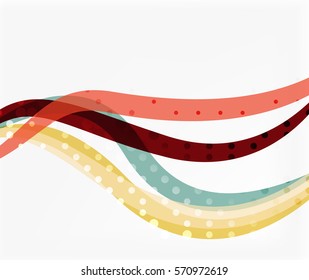 Abstract wavy lines with transparent dots. Vector template background for workflow layout, diagram, number options or web design