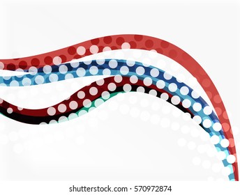 Abstract wavy lines with transparent dots. Vector template background for workflow layout, diagram, number options or web design