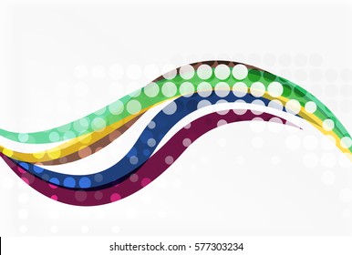 Abstract wavy lines with transparent dots. Vector template background for workflow layout, diagram, number options or web design