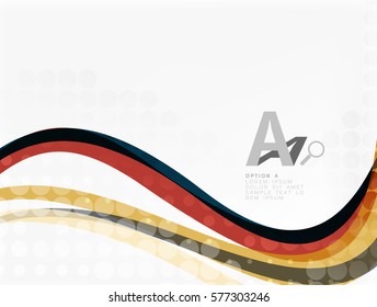 Abstract wavy lines with transparent dots. Vector template background for workflow layout, diagram, number options or web design