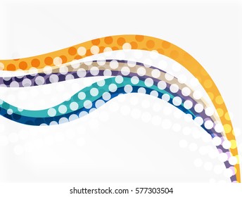 Resumen de líneas onduladas con puntos transparentes. Fondo de plantilla de vector para diseño de flujo de trabajo, diagrama, opciones de número o diseño web