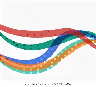 Abstract wavy lines with transparent dots. Vector template background for workflow layout, diagram, number options or web design