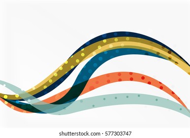 Resumen de líneas onduladas con puntos transparentes. Fondo de plantilla de vector para diseño de flujo de trabajo, diagrama, opciones de número o diseño web
