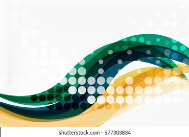 Abstract wavy lines with transparent dots. Vector template background for workflow layout, diagram, number options or web design