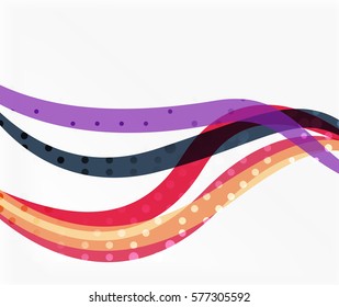 Abstract wavy lines with transparent dots. Vector template background for workflow layout, diagram, number options or web design