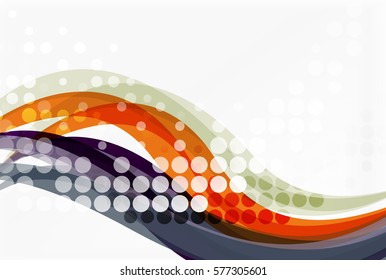 Abstract wavy lines with transparent dots. Vector template background for workflow layout, diagram, number options or web design