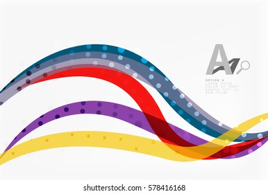 Abstract wavy lines with transparent dots. Vector template background for workflow layout, diagram, number options or web design