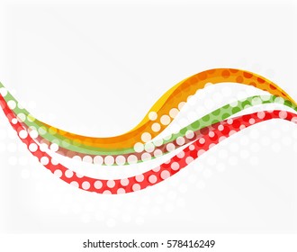 Abstract wavy lines with transparent dots. Vector template background for workflow layout, diagram, number options or web design