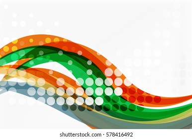 Abstract wavy lines with transparent dots. Vector template background for workflow layout, diagram, number options or web design