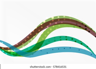 Resumen de líneas onduladas con puntos transparentes. Fondo de plantilla de vector para diseño de flujo de trabajo, diagrama, opciones de número o diseño web
