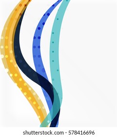 Resumen de líneas onduladas con puntos transparentes. Fondo de plantilla de vector para diseño de flujo de trabajo, diagrama, opciones de número o diseño web