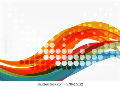 Abstract wavy lines with transparent dots. Vector template background for workflow layout, diagram, number options or web design