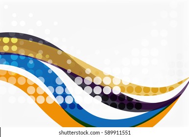Abstract wavy lines with transparent dots. Vector template background for workflow layout, diagram, number options or web design