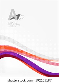 Abstrakte gewölbte Linien mit transparenten Punkten. Vektorvorlagenhintergrund für das Workflowlayout, -diagramm, -nummeroptionen oder Webdesign
