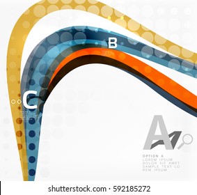 Abstract wavy lines with transparent dots. Vector template background for workflow layout, diagram, number options or web design