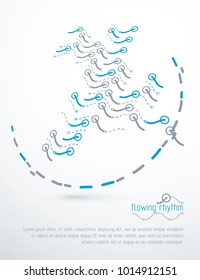 Abstract wavy lines vector illustration. Graphic template, advertising poster. Technological pattern.