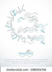 Abstract wavy lines vector illustration. Graphic template, advertising poster. Technological pattern.