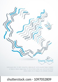 Abstract wavy lines vector illustration. Graphic template, advertising poster. Technological pattern.