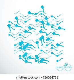 Abstract wavy lines vector illustration. Technical cybernetic pattern can be used in web design and as wallpaper or background.