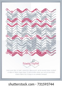 Abstract wavy lines vector illustration. Graphic template, advertising poster. Technological pattern.