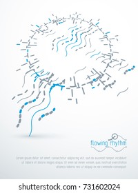 Abstract wavy lines vector illustration. Graphic template, advertising poster. Technological pattern.