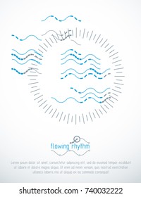Abstract wavy lines vector illustration. Graphic template, advertising poster. Technological pattern.