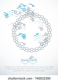 Abstract wavy lines vector illustration. Graphic template, advertising poster. Technological pattern.