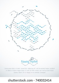 Abstract wavy lines vector illustration. Graphic template, advertising poster. Technological pattern.