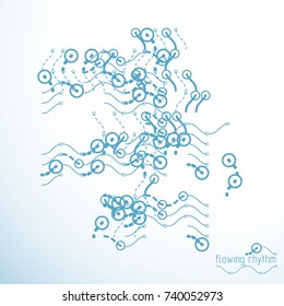 Abstract wavy lines vector illustration. Technical cybernetic pattern can be used in web design and as wallpaper or background.