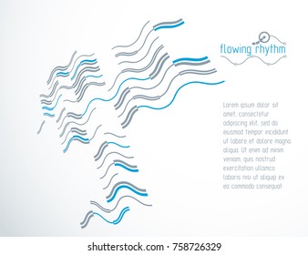 Abstract wavy lines vector illustration. Graphic template, advertising poster. Technological pattern.