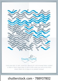 Abstract wavy lines vector illustration. Graphic template, advertising poster. Technological pattern.